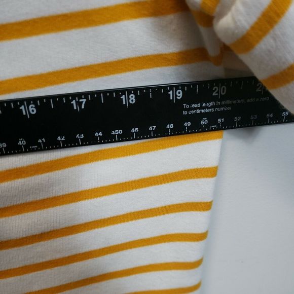 Old Navy Womens TOP Size MYellow/White Striped with Ruffles Short Sleeve - Picture 6 of 6